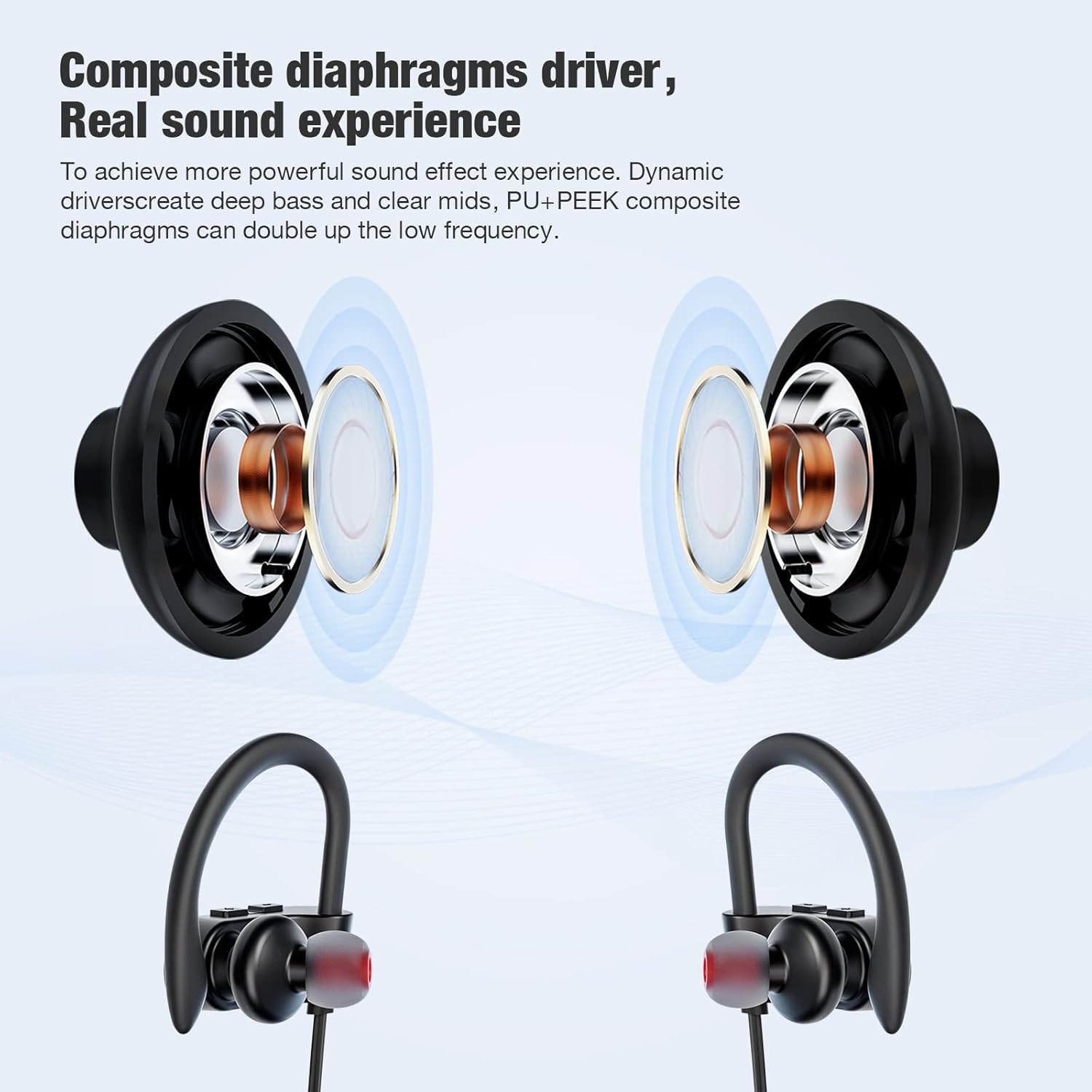 JOYWISE Bluetooth Wireless Headphones 16H Playtime Earbuds with Mic Stereo in-Ear Earphones, IPX7 Waterproof Sports Sound Isolation Headsets for Running, Gym, Workout - Image 3
