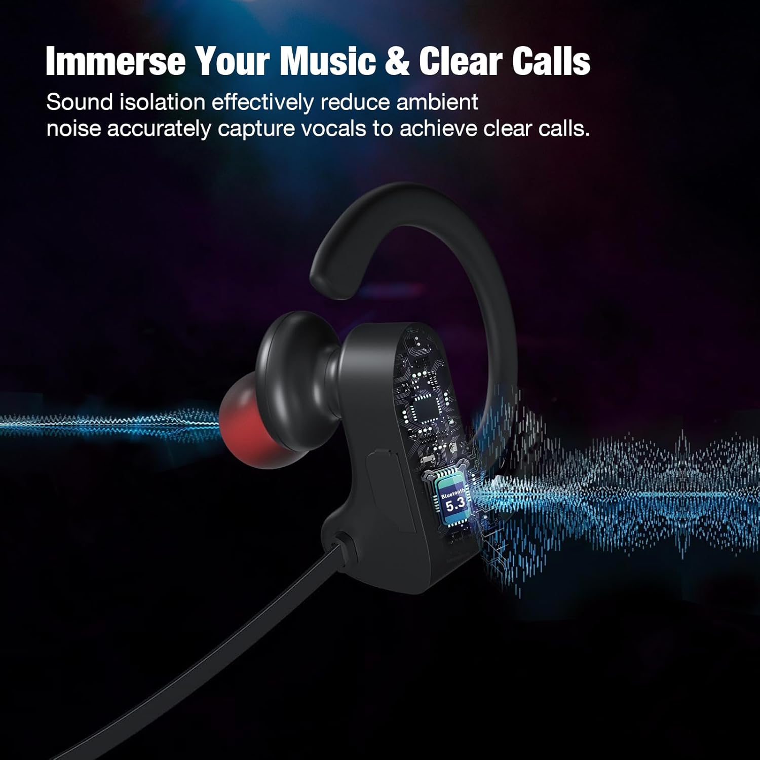 JOYWISE Bluetooth Wireless Headphones 16H Playtime Earbuds with Mic Stereo in-Ear Earphones, IPX7 Waterproof Sports Sound Isolation Headsets for Running, Gym, Workout - Image 4